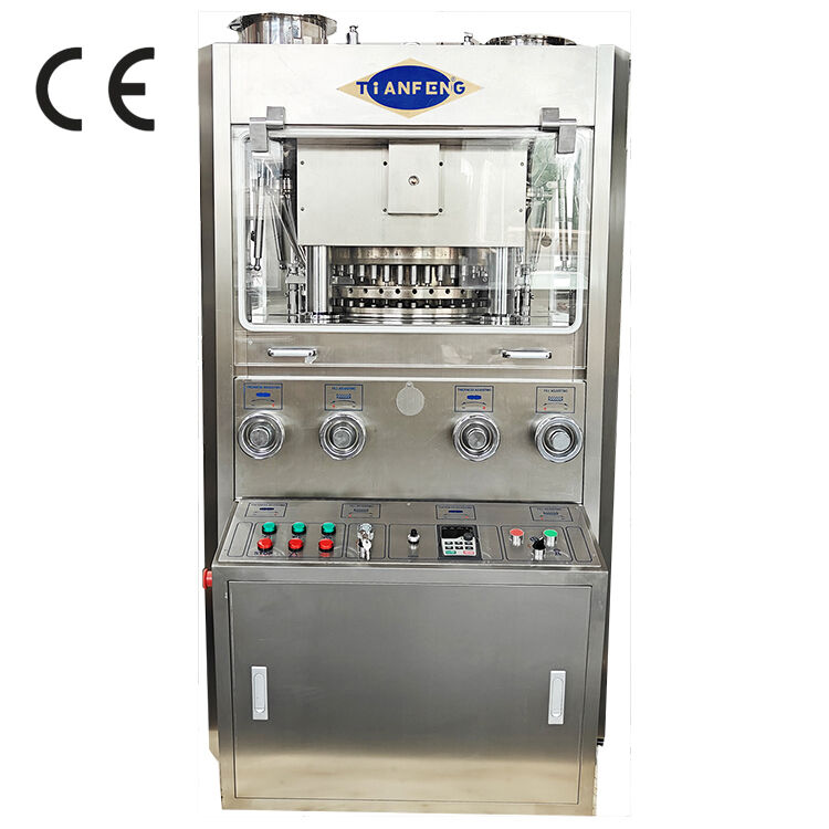 Máquina rotativa de prensagem de comprimidos ZP45A com pressão máxima de 100 kN, 243.000 comprimidos por hora e potência de 7,5 kW